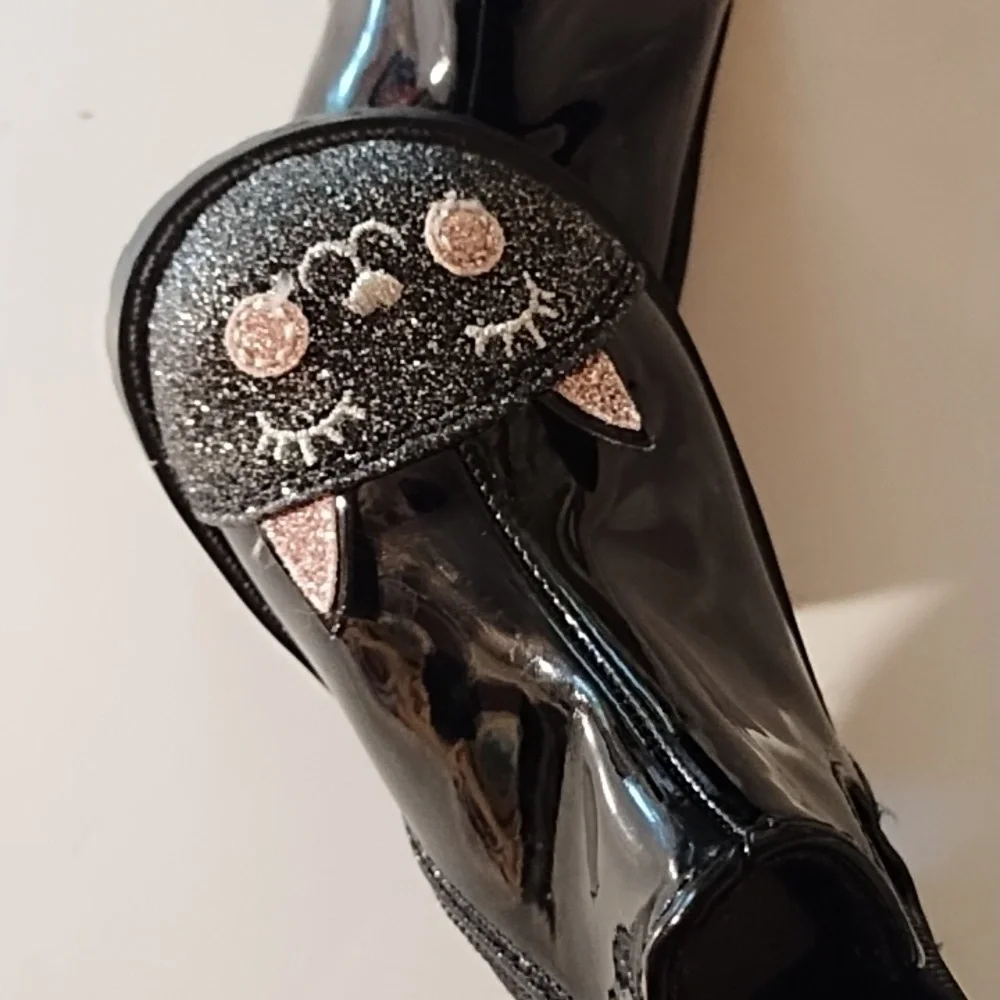 Black Cat Face Boots for Kids EUC Size Toddler 5. - Picture 5 of 6